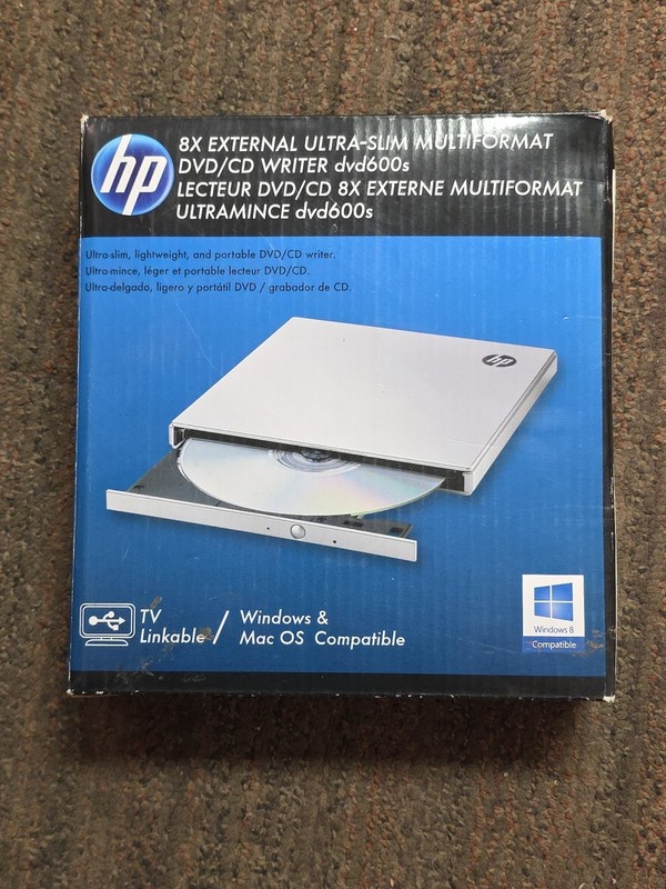 HP dvd/cd writer Md dvd600s-H01 5  ULTRA SLIM LIGHTWEIGHT PORTABLE Sealed
