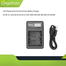LCD Display Dual Channel Camera Battery Charger for BP-511 EOS G6 G5 G3 G2 G1