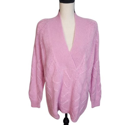 Vintage Amanda Smith Cable Knit Pink Mohair Blend Sweater Size MEDIUM 80's 90's