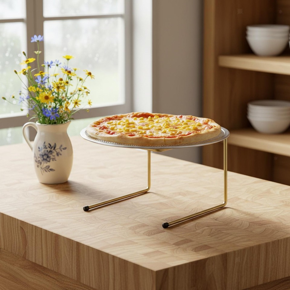4x Pizza Pan Risers Display Racks Food Platter Tray Space Saving ...