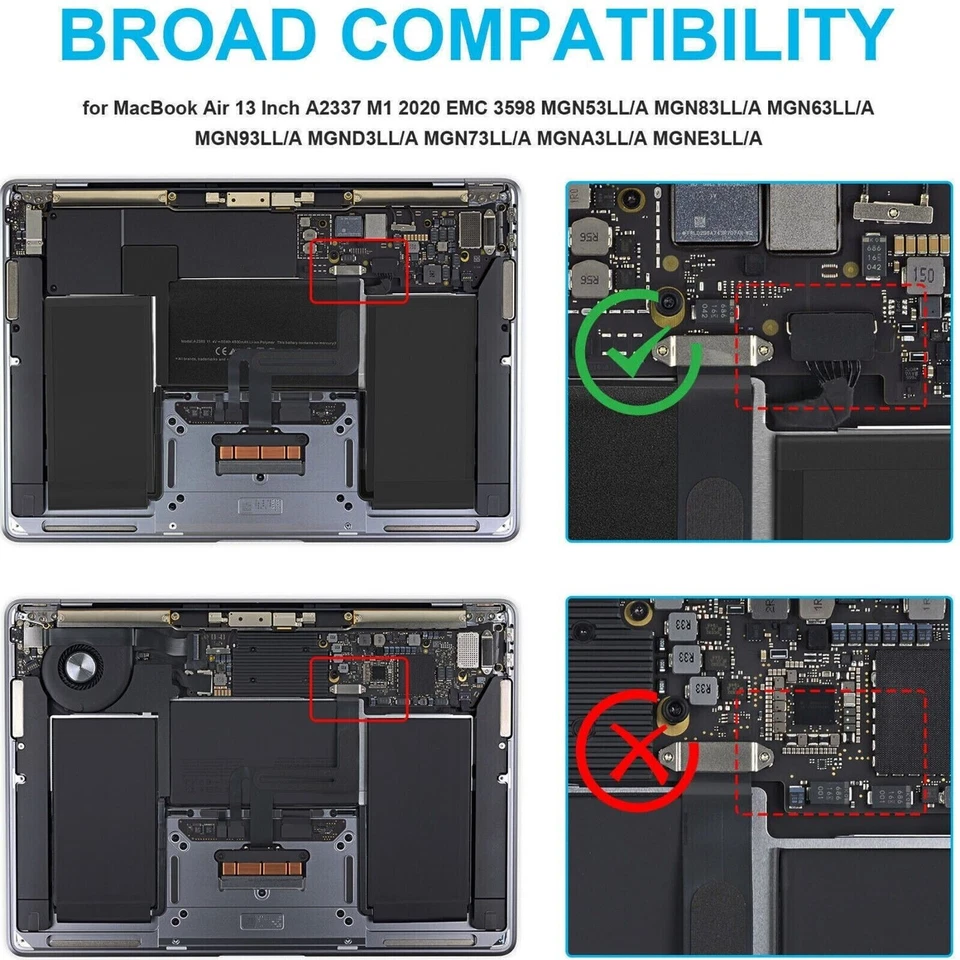 A2389 电池 适用于 MacBook Air 13 英寸 2020 A2337 M1 EMC 3598 MGN53L/A 49.9Wh — 第 2/4 张图片