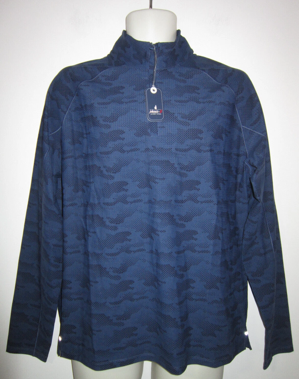 JOHNNIE - O TALBERT Performance Quarter Zip Camo Pullover Top Navy Sz M $168
