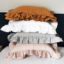 48X74cm 1PC Pillow Cover Ruffle Edge Linen Pillowcase Bedding Sofa Retro Ethnic