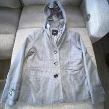 Jack Dove Gray Hooded Parka Jacket Women's Size Extra Large Xl Wool Blend Winter