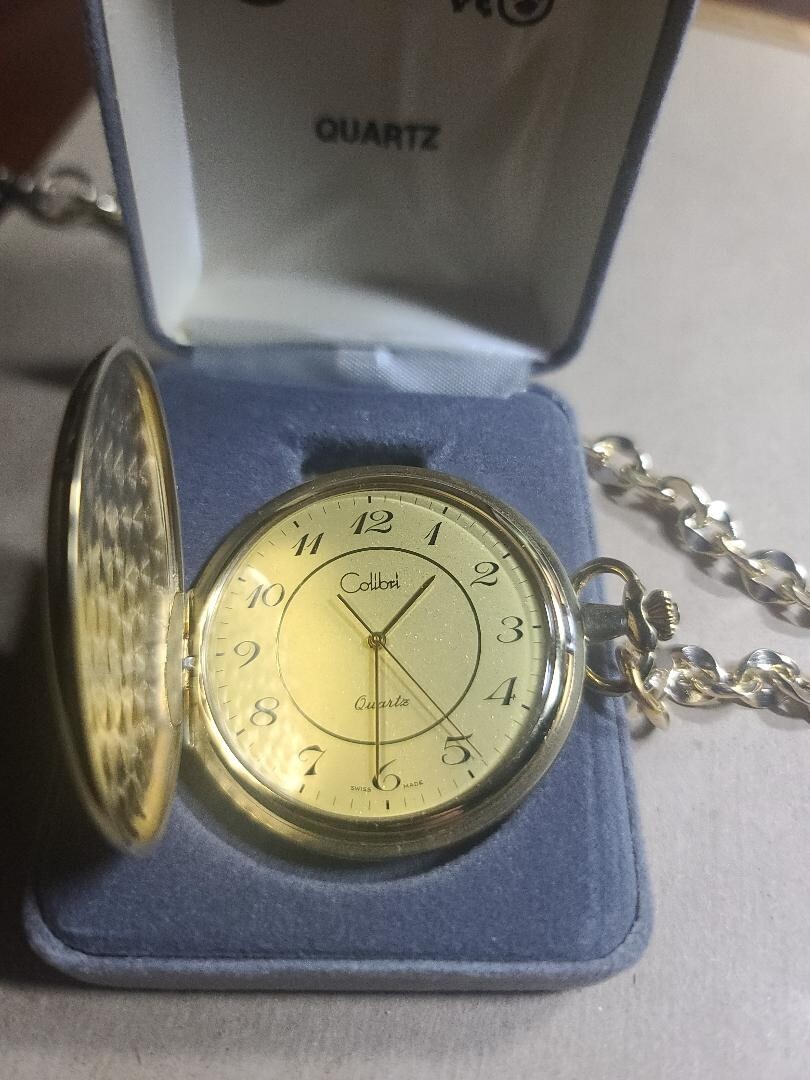 Colibri Quartz Pocket Watch Gold Tone New In Box Includes a chain eBay