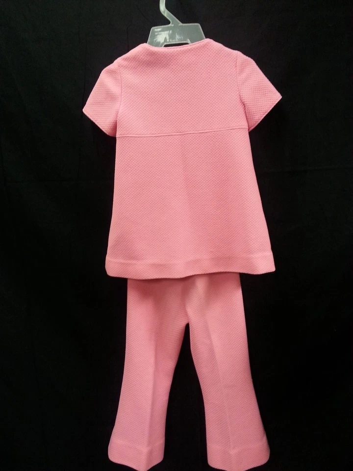 Vtg 70s Kid Girl 2 Piece Outfit Pink Top Jacket Pants Bell Button Disco Hippie - Image 3 of 4