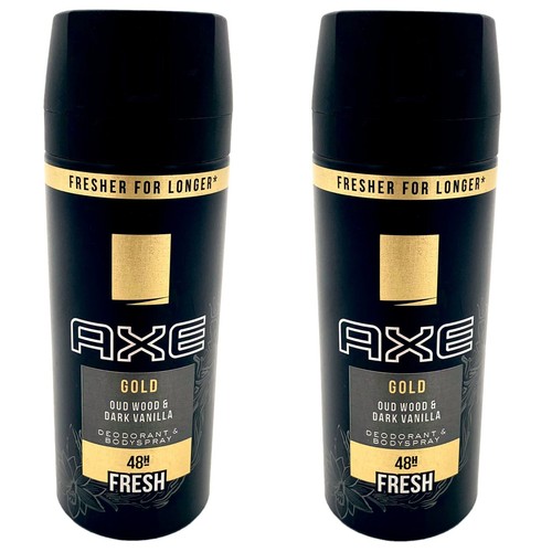 AXE GOLD Oud Wood & Dark Vanilla Deodorant Body Spray For Men 2 Pack