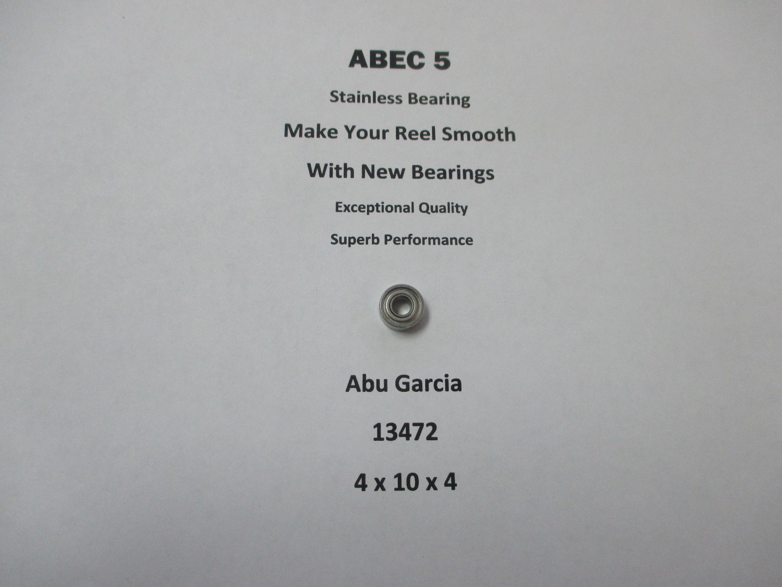 Abu Garcia Reel Part 4601 C3 06-02 13472 ABEC 5 Stainless Bearing 4 x 10 x 4 #10