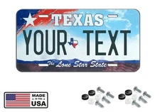PERSONALIZED CUSTOM TEXAS VANITY LICENSE PLATE AUTO TAG