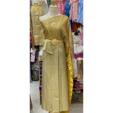 Thai Traditional Wedding Dress Cloth Skirt Top Asia GoldC Not include jewer a
