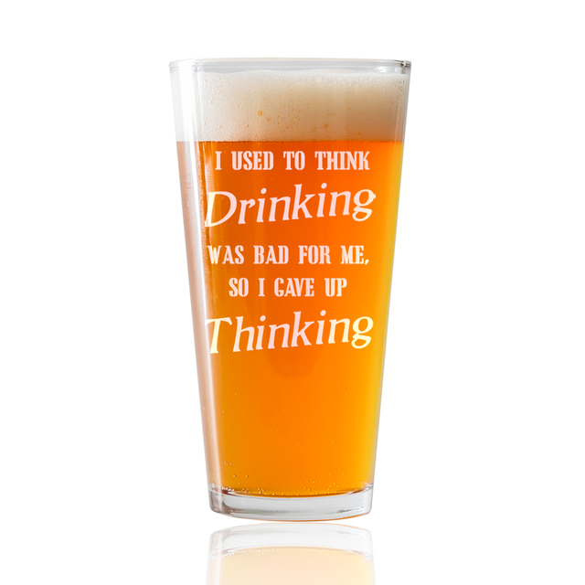 Funny Beer Glass I used to Think Drinking 22oz Pint Glass eBay