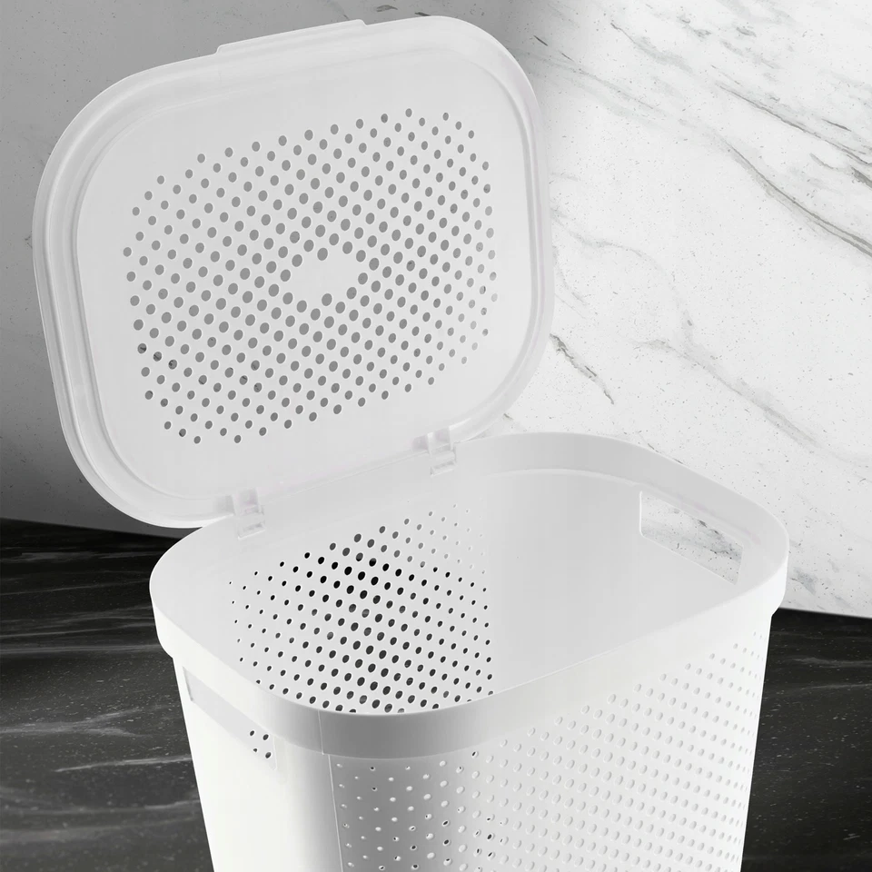 CURVER Wäschebox Infinity Recycled, aus Kunststoff, 44 x 35 x 60 cm, 60L, Weiß - Bild 4 von 4