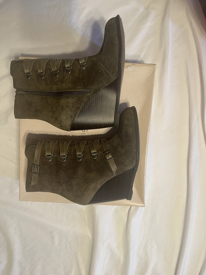 BCBGeneration Botas Mujer 7M Kadeer Cuña Botines Ejército Cuero Cremallera Foto 2 de 4