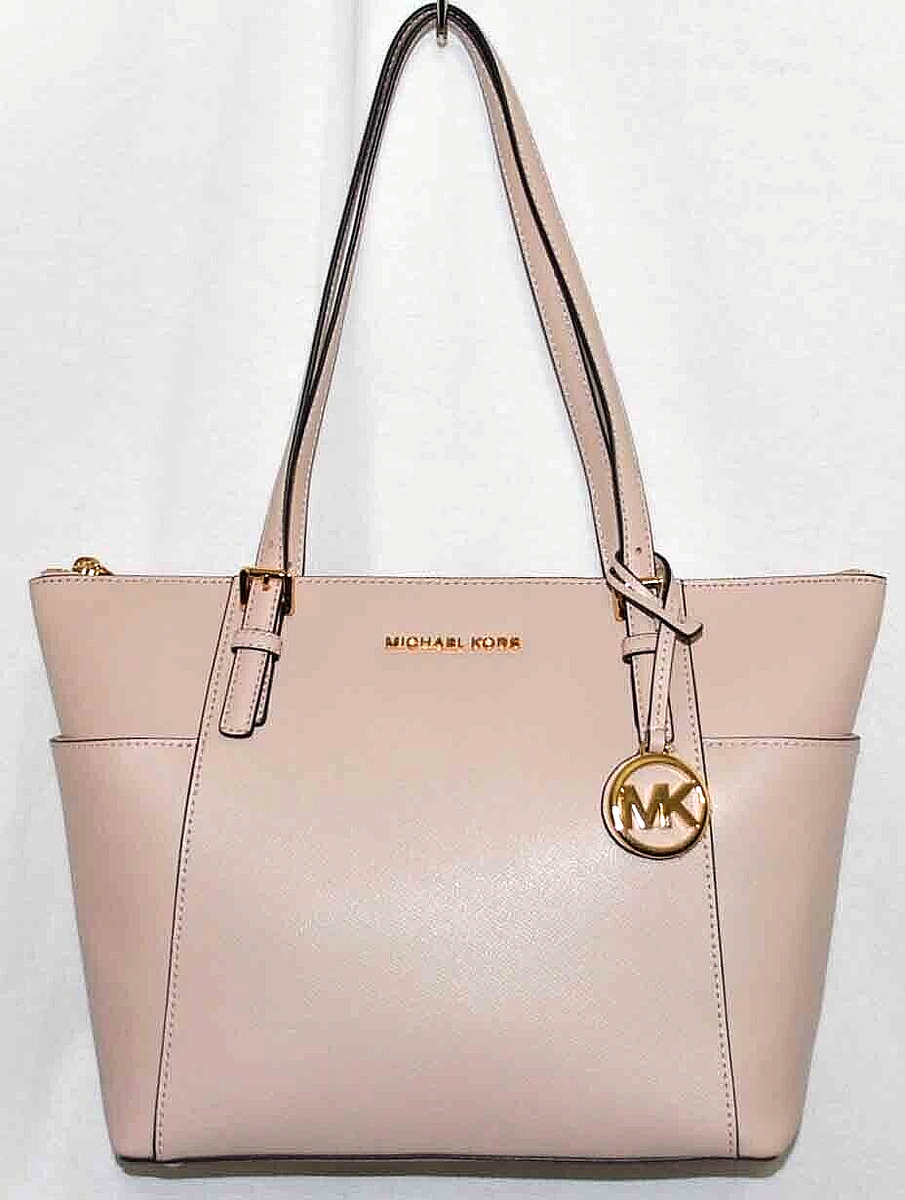 Michael Kors Jet Set EW Top Zip Leather Tote, Soft Pink $228