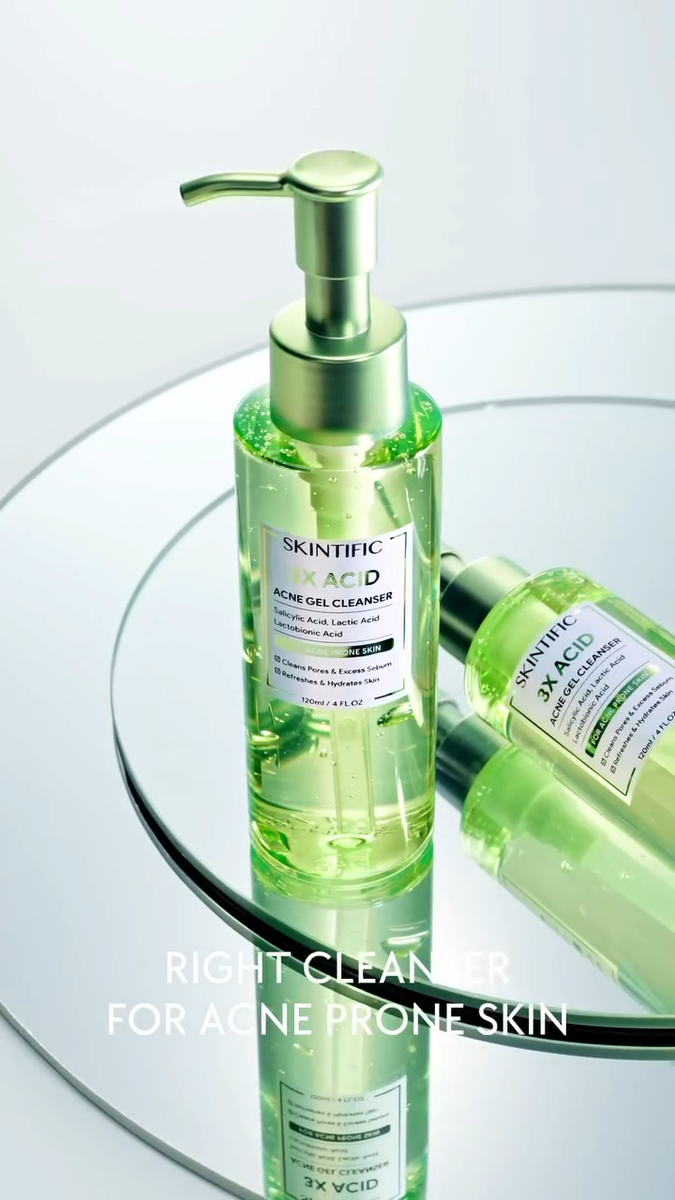 SKINTIFIC 3X Acid Acne Gel Cleanser 120ml – Gentle Oil-Control