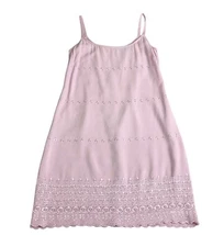 Vintage Boutique Europa Dress Womens 10 Purple Short Coquette Eyelet Linen Blend