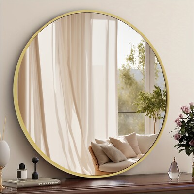 Round Metal Wall Mirror Classic No watermarks/dirt. Modern decor Black/Gold