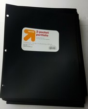 Up Up 2 Pocket 3-Hole Punched Portfolio/Folder, Lot of 39 ALL Black
