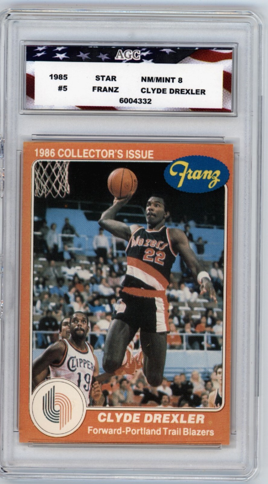 1985 Star Franz #5 Clyde Drexler AGC 8 NM/Mint Portland Trail Blazers