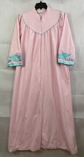 Vintage Apostrophe Robe Housecoat Appliqu  Arms Woman  s Size XL Pink Teal Trim