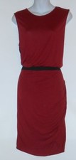 MNG by Mango Ladies Jersey Blouson Shirred Dress Red & Black Eight (8) NWT