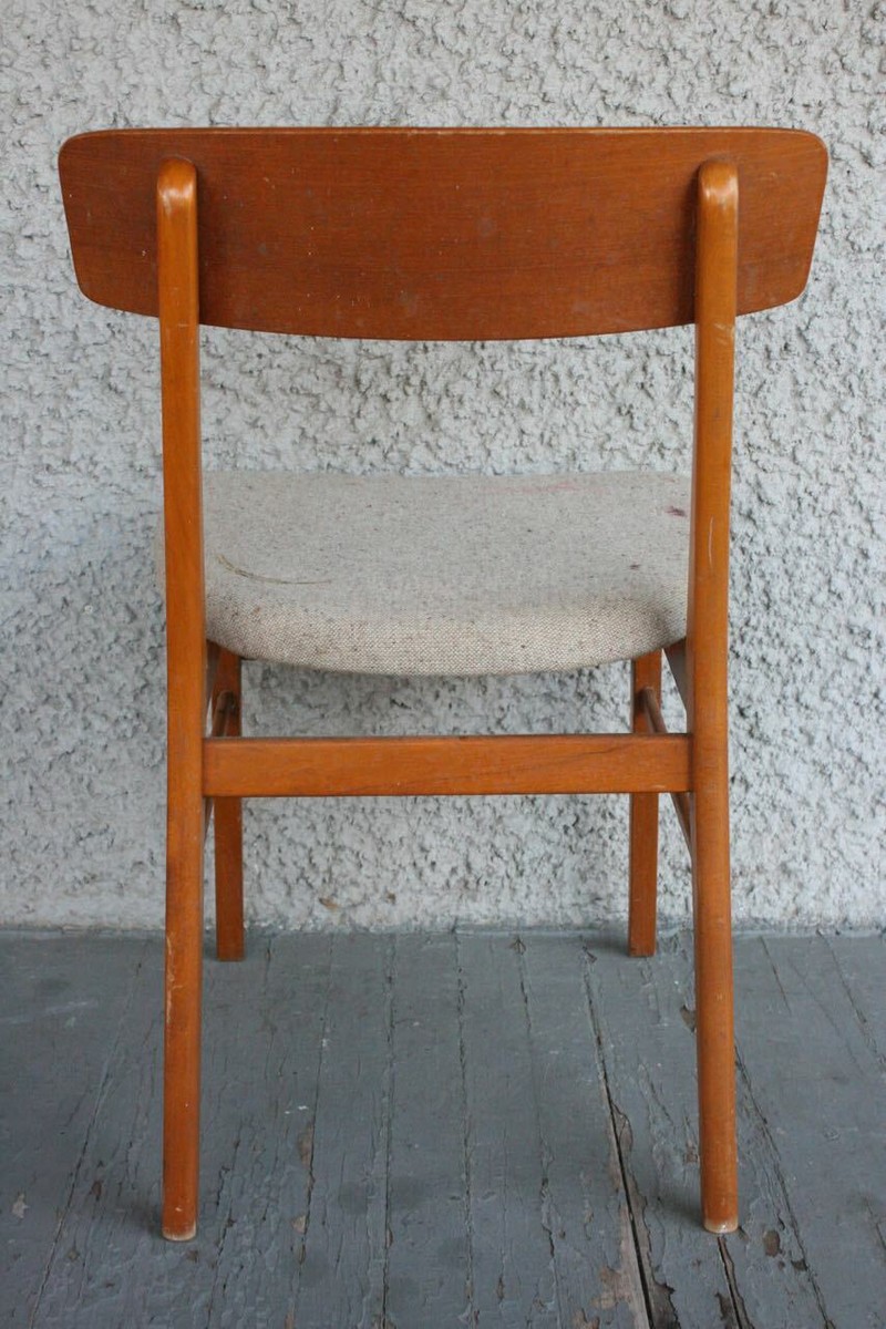 Vintage FARSTRUP Dining Chair. Mid Century Modern Wood & Fabric
