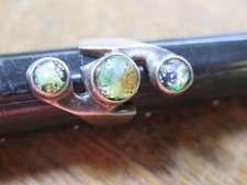 VINTAGE STERLING SILVER MEXICO JS RING SIZE 6.5 GREEN YELLOW NICE