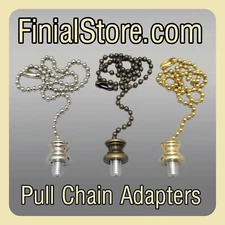 Lamp Finial Fan/Light Pull Chain Adapter Nickel/Polished/Antique Brass 1/4-27