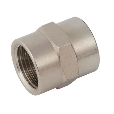 WREKIN BSP Female to Female Equal Bush BSPP Adaptors Connecting Socket Brass Nickel