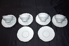 Vintage Hutschenreuther Arzberg Bavaria Platinum Trim Tea 4 Cups &  6 Saucers