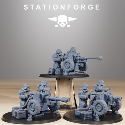 Grim Guard Heavy Weapons Team Grimdark 3D Printed Miniatures Station Forge 16k