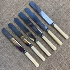 6 X VINTAGE PREMIER FRANCIS NEWTON SHEFFIELD CUTLERY DINNER KNIVES 25CM