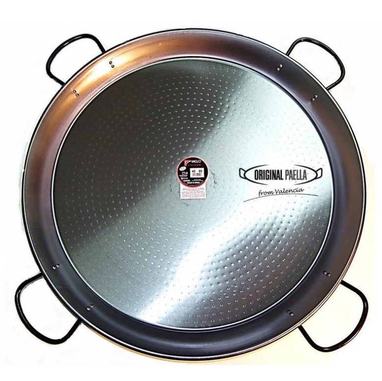 Plat à paella 80cm en acier poli Vaello Campos pour poêle géante 40 parts