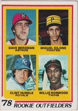 1978 Topps MLB #705 Rookie Outfielders RC - Bergman Dilone Hurdle Norwood