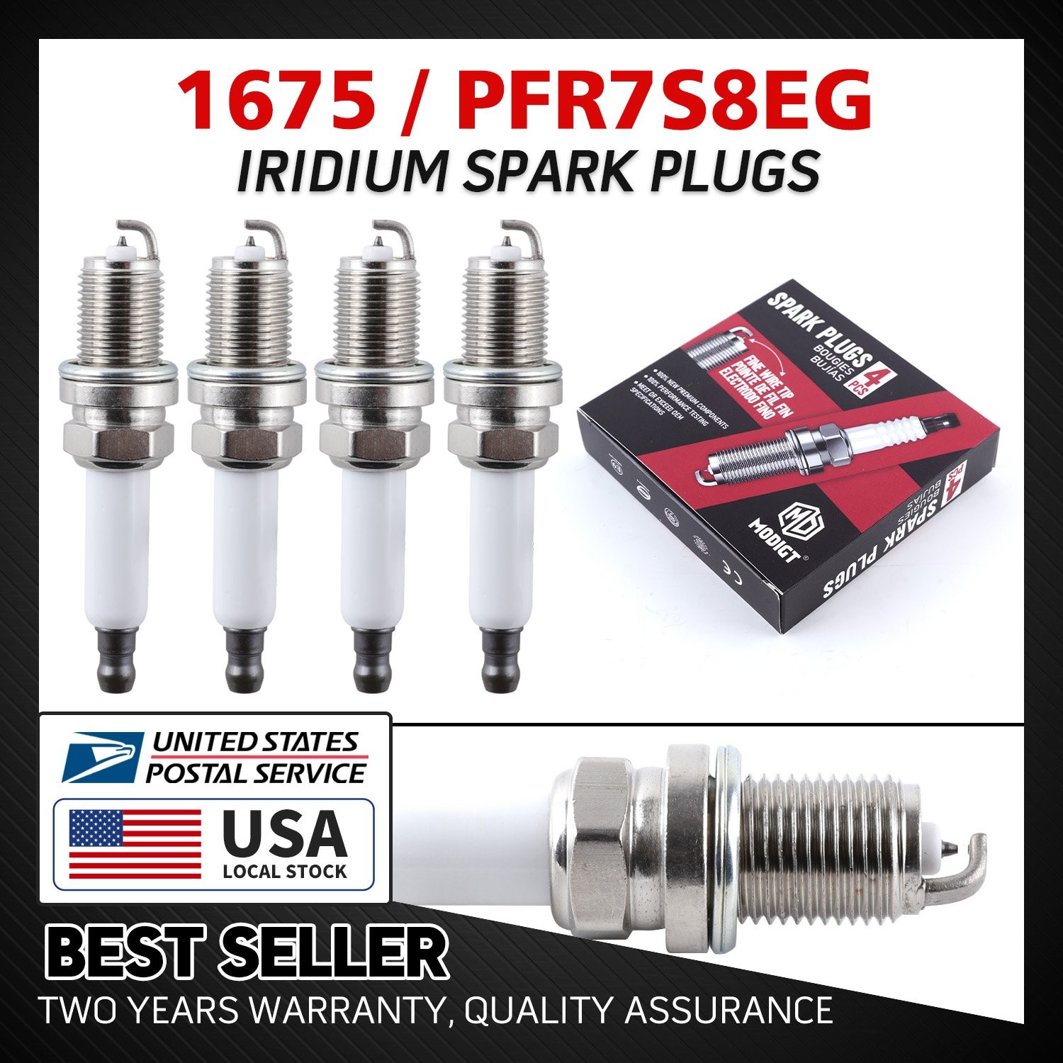 Set of 4 Spark Plugs Fit NGK 1675 Double iridium Premium OE PFR7S8EG for Audi VW