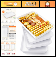 4 Pcs Reusable Plastic Serving Trays for Parties, Food Platter Set, Event Dining