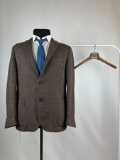 Corneliani Men's Brown Wool Blend Herringbone Italian Blazer Jacket Size US 44