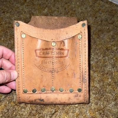 Vintage Craftsmanship Tool Pouch, Cowhide, Sears, Roebuck, And Co. Electrician