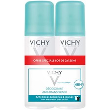 Image of Vichy Anti-Perspirant Deodorant 48H No Marks 2 x 125ml
