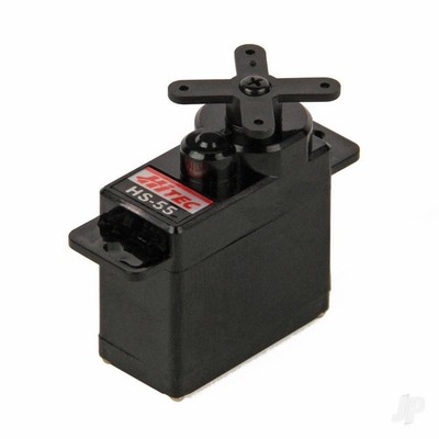 Hitec HS55 Federservo. 1,3Kg Drehmoment bei 6 Volt. Für kleine Parkfly Modelle.