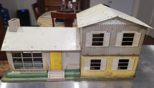 Vintage MCM Marx Split Level Tin Lithograph Dollhouse 1950s 60s with ...