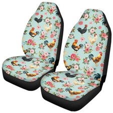 Car Front Seat Covers Seat Cushion Pad Vehicle Seat Floral Chicken Print