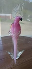Murano Pink Cockatoo 16 Inch Sculpture Italian Hand blown Glass