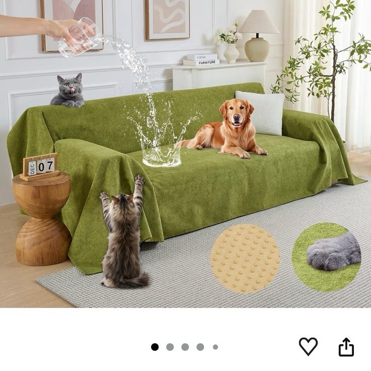 PuTian Waterproof Non-Slip Anti-Scratch Sofa Slipcover Green 71x102 in