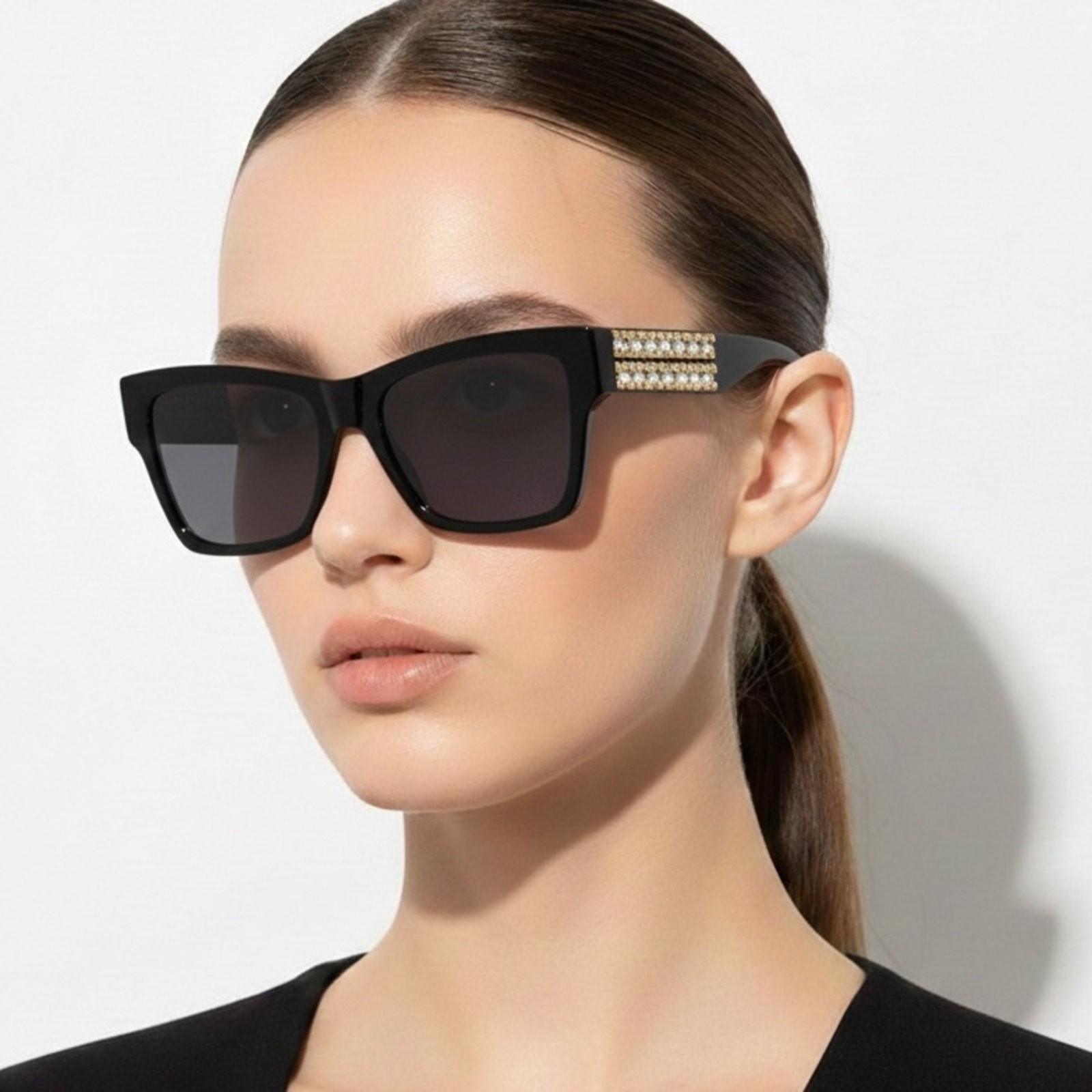 New! Givenchy Elegant Black Sunglasses with Crystals, GV40076I 01A, Authentic thumbnail 2