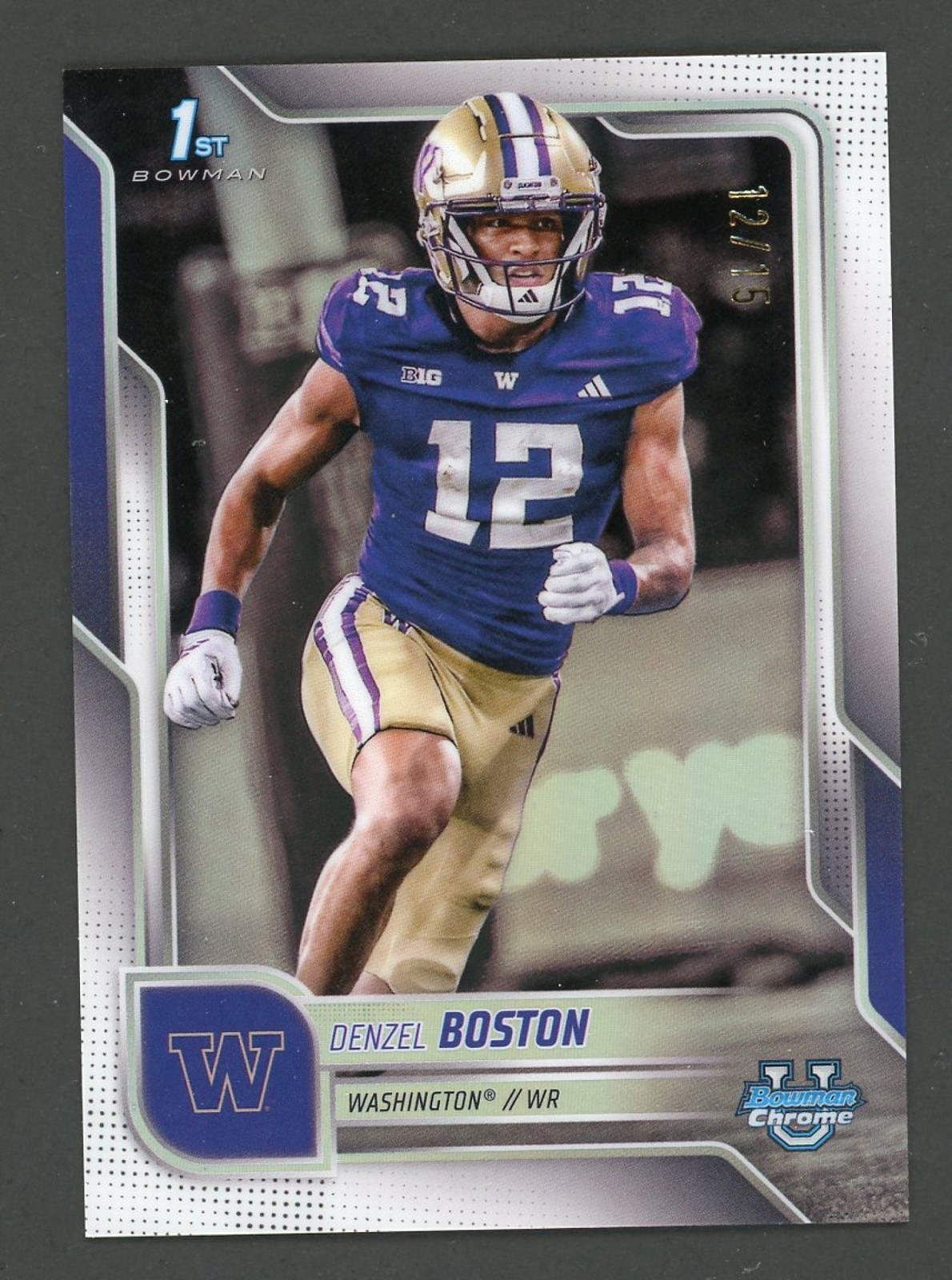 2025 Bowman Chrome U Denzel Boston 1st Prospect White Refractor #12/15