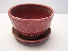 Vintage 3” Shawnee USA Red Quilted Daisy Flower Pot Planter Saucer