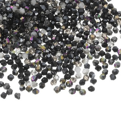 Faceted glass beads 3mm, 500pcs, black, for crafts