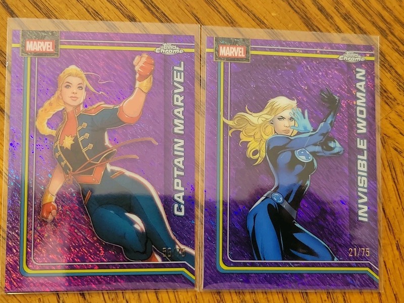 2026 Topps Marvel Chrome purple /75 Invisible Woman, Captain Marvel
