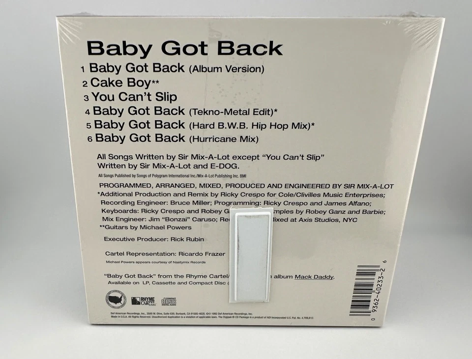 Baby Got Back by Sir Mix-A-Lot [ NEW CD Maxi-Single, 1992 ] * SEALED * - Image 2 of 4